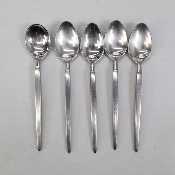 5 Stanley Roberts Astro Dessert Tea Spoons Japan Stainless Flatware Sugar Replac - Picture 1 of 4